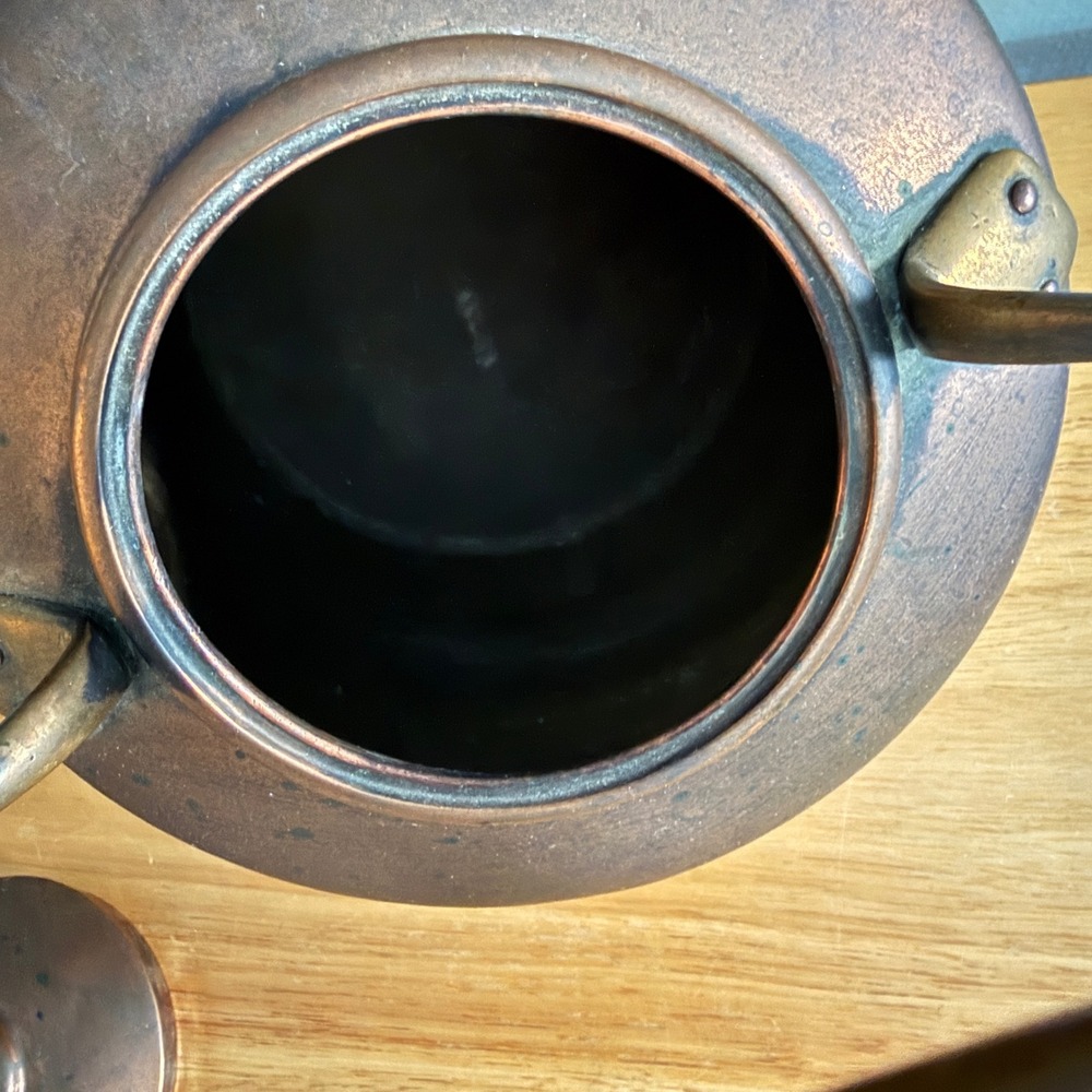 Vintage Hand Hammered Copper Tea Kettle Brass Handle Rustic Farmhouse Decor - Picture 4 of 13